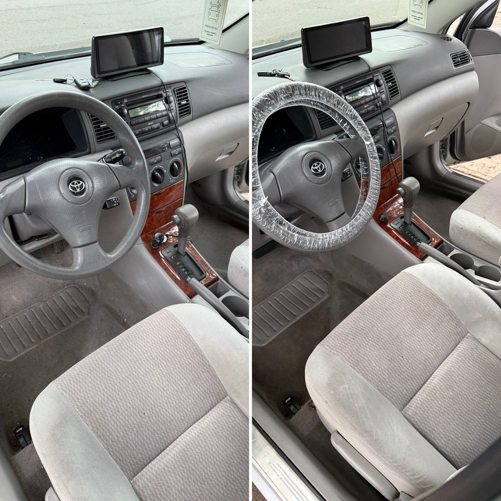 Cloth seat deep clean before and after