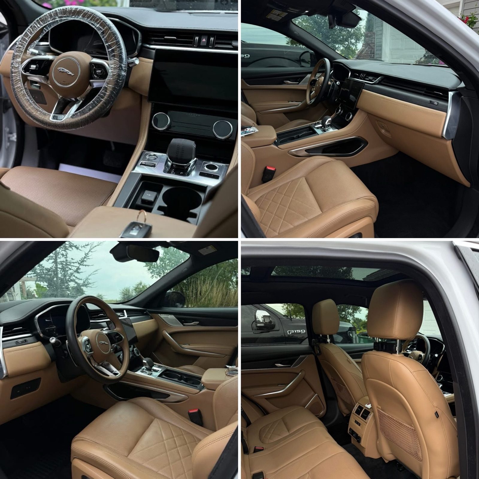 Leather interior detail before and after